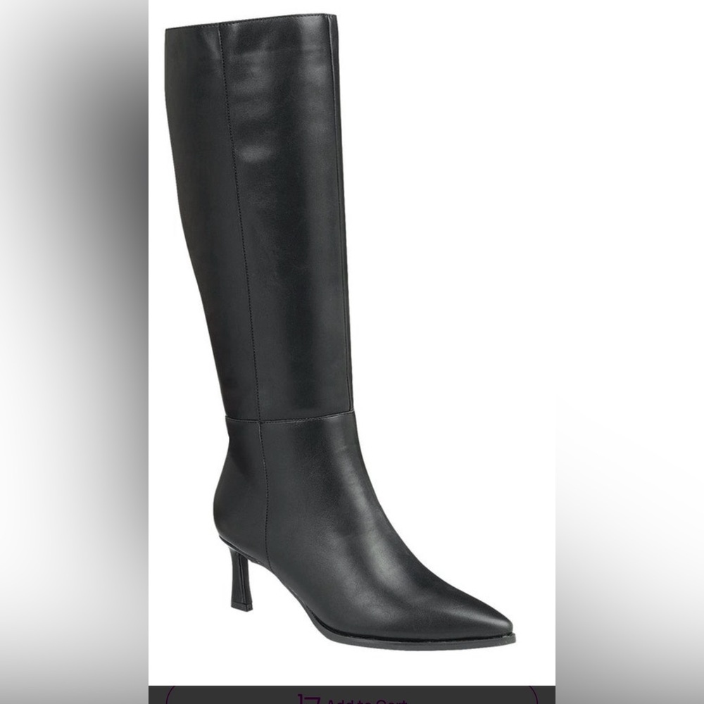 Elegant Black Faux Leather Knee-High Boots